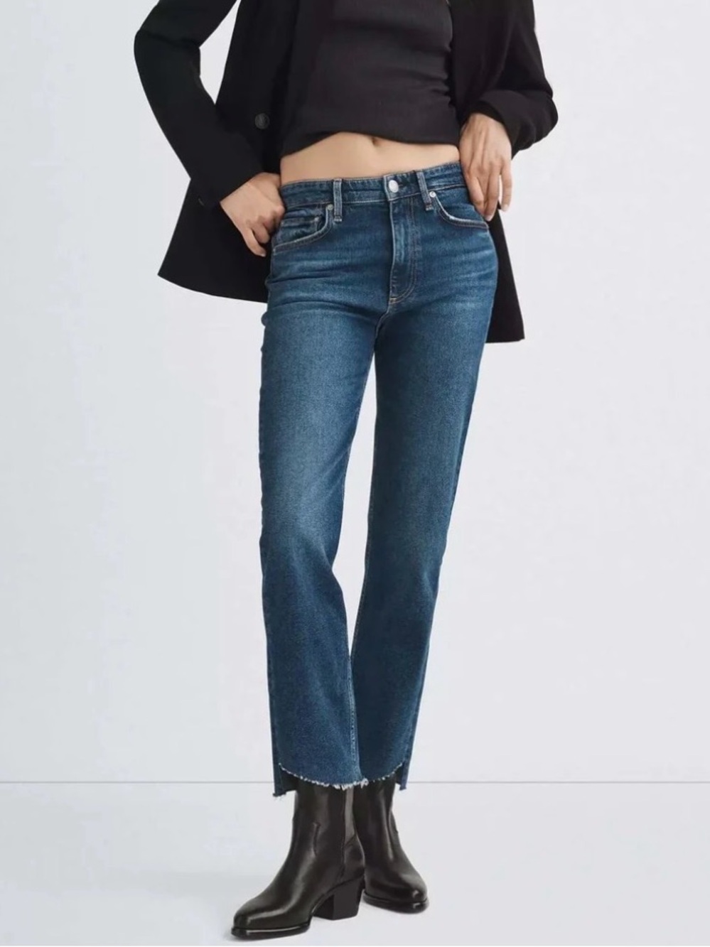 Rag & Bone Harlow Mid-Rise Straight Jeans Marine 27